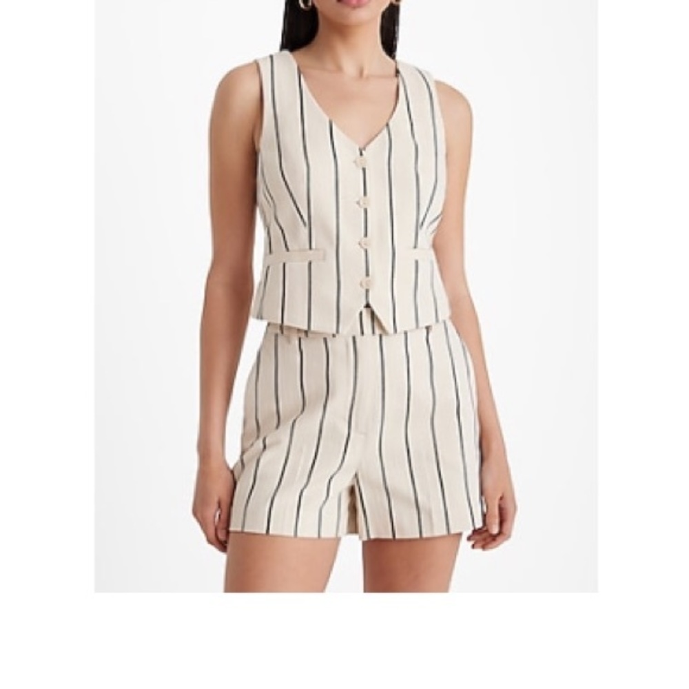 Express Black and White Striped Tailored Shorts